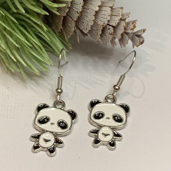 Panda Earring, Panda Bear Jewelry, Gift, Panda Jewelry, Silly Animal Earring - Picture 4 of 8